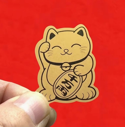 Golden lucky cat sticker - sticker,