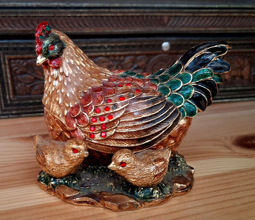 Jewelled enamel hen and - enamel,