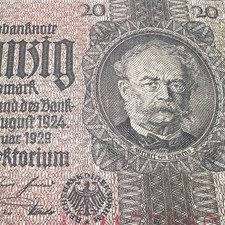 1924 German 20 Mark Banknote