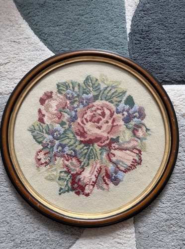 Framed finished needlepoint - finished,