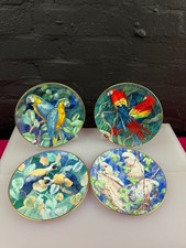 Wedgwood Threatened Tropical Birds Plates Set of 4 Parrots 8" Wide