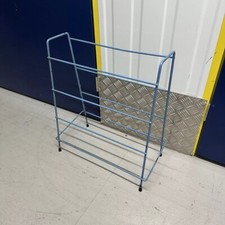 Vintage Retro Shabby Chic Blue Plastic Coated Metal Wire Kitchen Or Shoe Rack