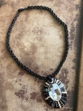 Paua Abalone Shell Cone Shell Necklace, Mother Of Pearl Shell Inlay Boho