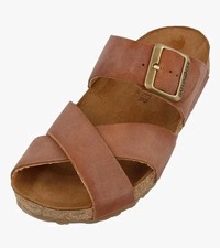 Mens Haflinger Summer Sandals Size 10 / 44 Mules Bio Animo Brown Leather Cork 