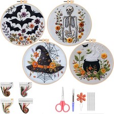 Halloween Embroidery Kit, Stamped Cross Stitch Kit Needlepoint Kit DIY for Adult