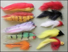 Pike Fishing Flies, 10 Pack, Mixed Patterns, Size 1/0 & 2/0, Pike Fly Fishing