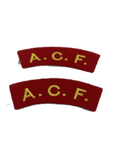 ACF Army Cadet Force Red Cloth Shoulder Titles Pair New
