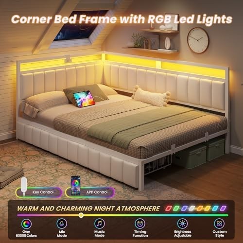 Double bed frame with - bed,