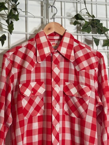 Vintage 70s red white gingham - 70s,