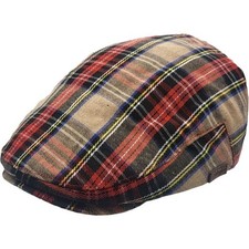 Scottish Tartan Flat Cap Elasticated Back Comfortable Fit Traditional Tartan