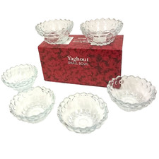 6Pc Glass Fruit Bowl Set Clear Transparent Salad Dessert Platter Serving Dish