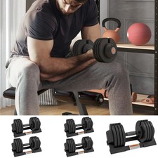 4-in-1 Adjustable Dumbbells Weights Set with Storage Tray