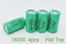 18350 4pcs Rechargeable Batteries Li-ion 3.7V 1500mAh Battery Flat Top 18x35mm