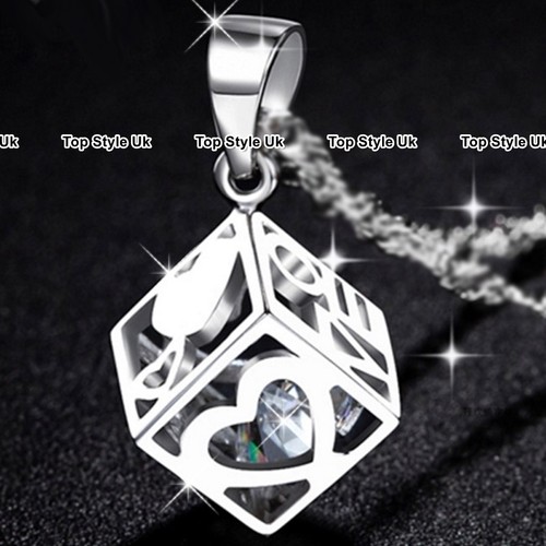 Diamond inside cube necklace - diamond,