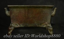 7.2" Xuande Marked Chinese Purple Bronze Dynasty Elephant incense burner Censer