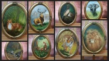 JOHN HASSALL (1944-2020) Original Oval Animal Oil Paintings