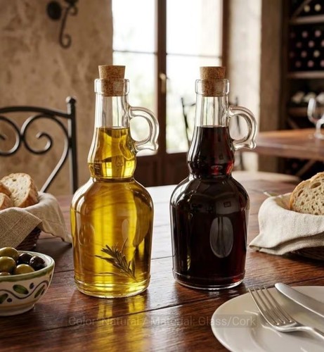 Glass oil vinegar - glass, cork