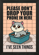 Cat Litter Box Warning Framed