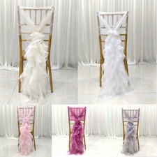 Chiffon material, fabric hoods chair cover chair bows with ruffles for