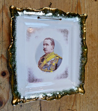 Staffordshire Pottery Lieutenant General French Green Lustre Wall Plaque Vintage
