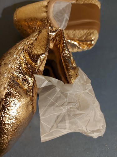 Roll fold gold pumps - roll,