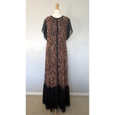 Alice Temperley Somerset Maxi Shirt Dress Size 12 Black Animal