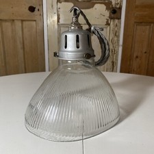 Antique Morco Theatre Light Glass Holophane  Angled Pendant Ceiling Lamp