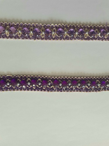 Purple lilac beaded trim - beaded,