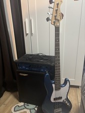 Harley Benton Bass Guitar And Ashdown Bass Amplifier In Matching Electric Blue