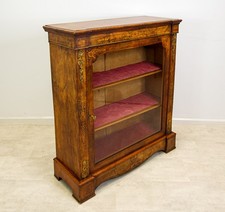 Antique Inlaid Walnut & Ormolu Pier Cabinet Display Vitrine c.1880