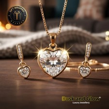 Womens Jewellery Gift Set Necklace Drop Earrings Cubic Zirconia CZ UK BRAND NEW