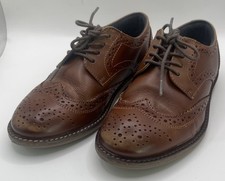 Next Leather Boy Tan Leather Brogues Perforated Formal Shoes Size 1(G) Wide