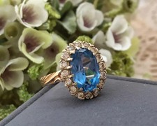 Vintage Russian Solid Gold 585 14K Ring Women's Jewelry Topaz Stone Size 8.75