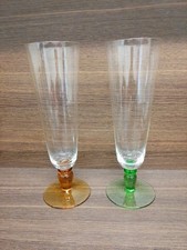 Two Coloured Stem Glasses 
