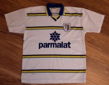 RARE PARMA AC FOOTBALL SHIRT,   CUP ON BADGE,   Not Normal Cross,   Worn.   Good