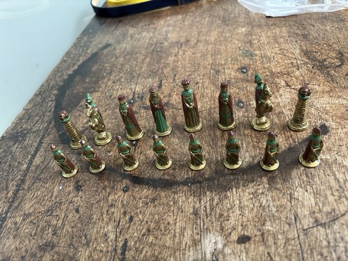 Vintage metal chess pieces - metal,