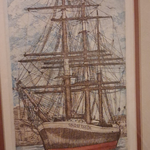 Star india signed etching - star, of