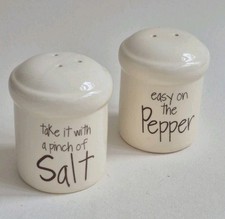 White Pinch Of Salt salt and pepper shakers pots