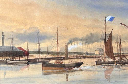 Antique nautical seascape - antique,