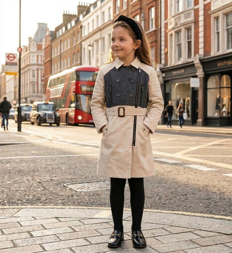Girls beige trench - trench, spring
