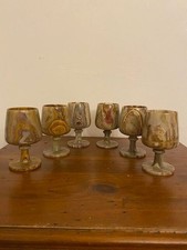 Vintage Set of Six beautiful Marble Goblets, each slightly different. Great set.