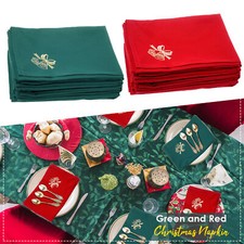 Christmas Napkins Washable Polyester Cotton Xmas Dinner Cloth Table Serviettes