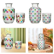 Bedside Water Carafe and Glass Set Kitchen Gift Office NightStand Glass Pitcher