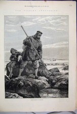 Original Old Antique Print 1883 Fishing Industry Prawn Net Boy Hastings 19th