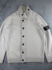 Stone Island Men's Zip Button Cardigan Desert Beige Mens Large Lambswool Jumper