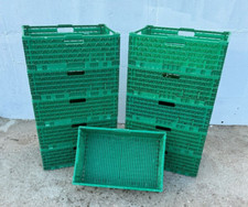 10 x Collapsible Plastic Storage Boxes - Folding Tote 600 x 400 x 210mm