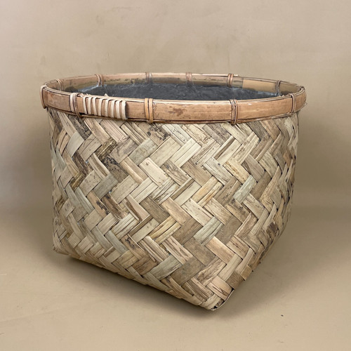 Vintage woven bamboo basket - vintage,