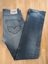 Levi's 504 blue straight leg distressed jeans. Mens 32W 34L. DN2166