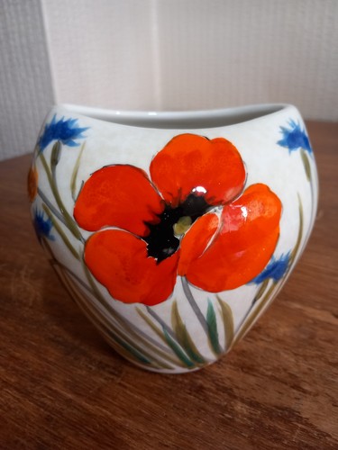 Glazed ceramic poppy vase - glazed,