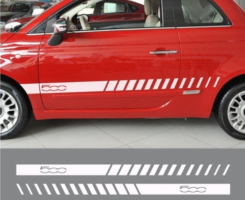Fiat 500 side - racing, stripes